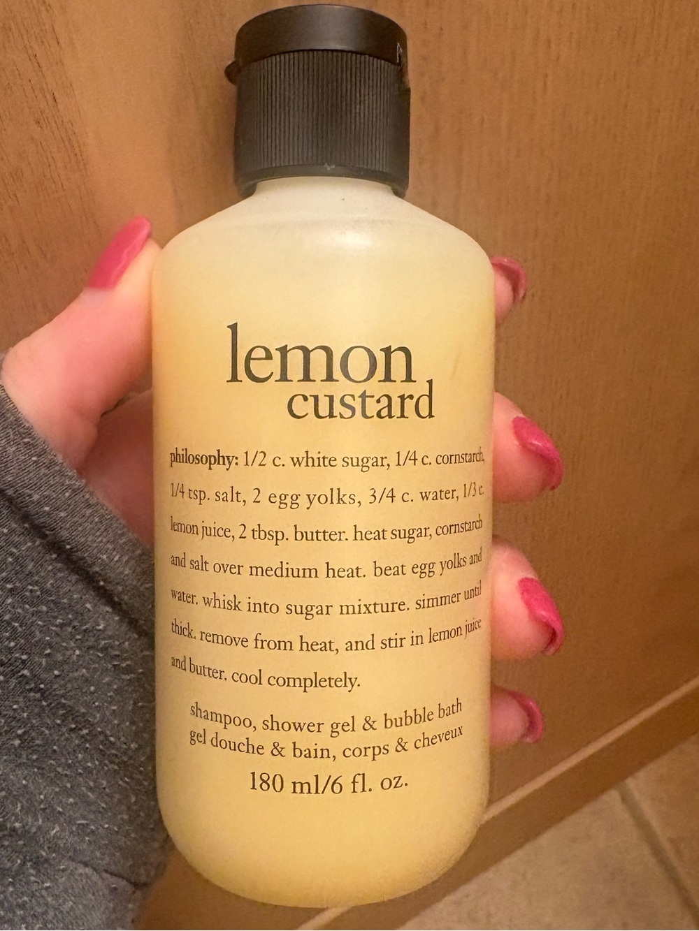 Philosophy Lemon Custard Shower Gel & Bubble Bath - Yellow with Black Cap